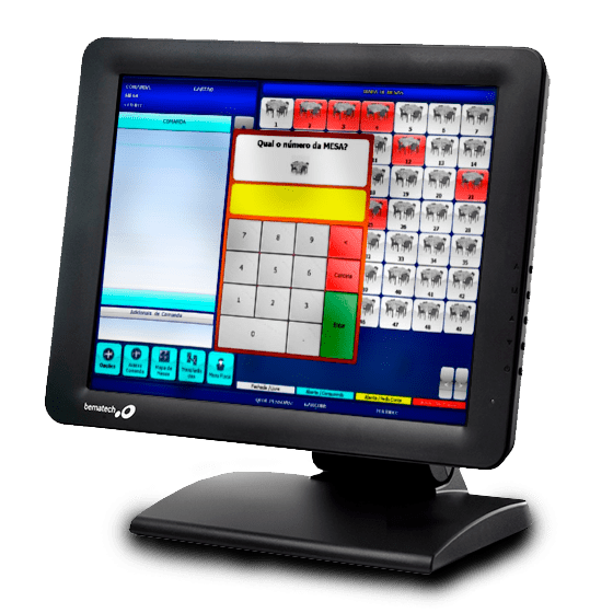 Tela touch screen do PDV TronSolution exibindo o mapa de mesas do salão